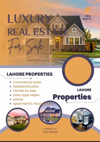 Lahore properties available, all types of properties available,landetc