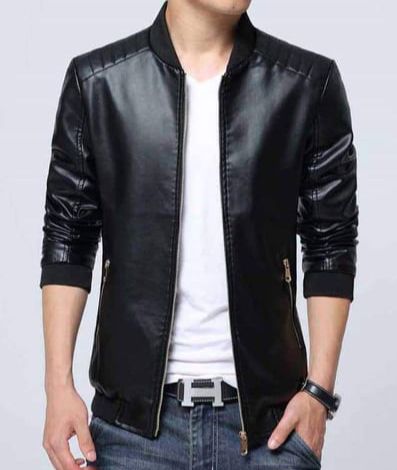 Leather Men Jacket Bumper Style.