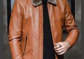 Leather Men Far Jacket.