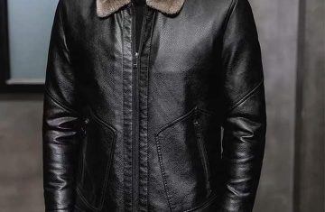 Leather Men Far Jacket.